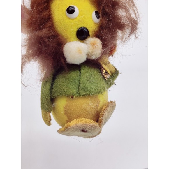 Vintage Christmas Ornament Mid Century MCM Top Flocked Felt Lion Japan 50s? 60s? - Picture 7 of 10